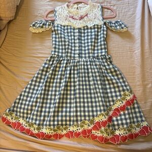 Liz Lisa Blue Gingham Dress with Strawberry Accents